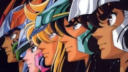 Les héros: Seiya, Shiryu, Hyoga, Shun et Ikki